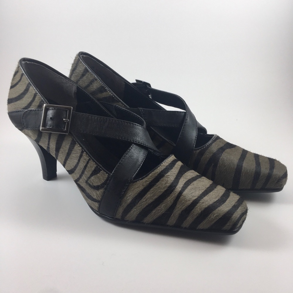 NWT Aerosoles Heavy Metal Zebra Print Heels
